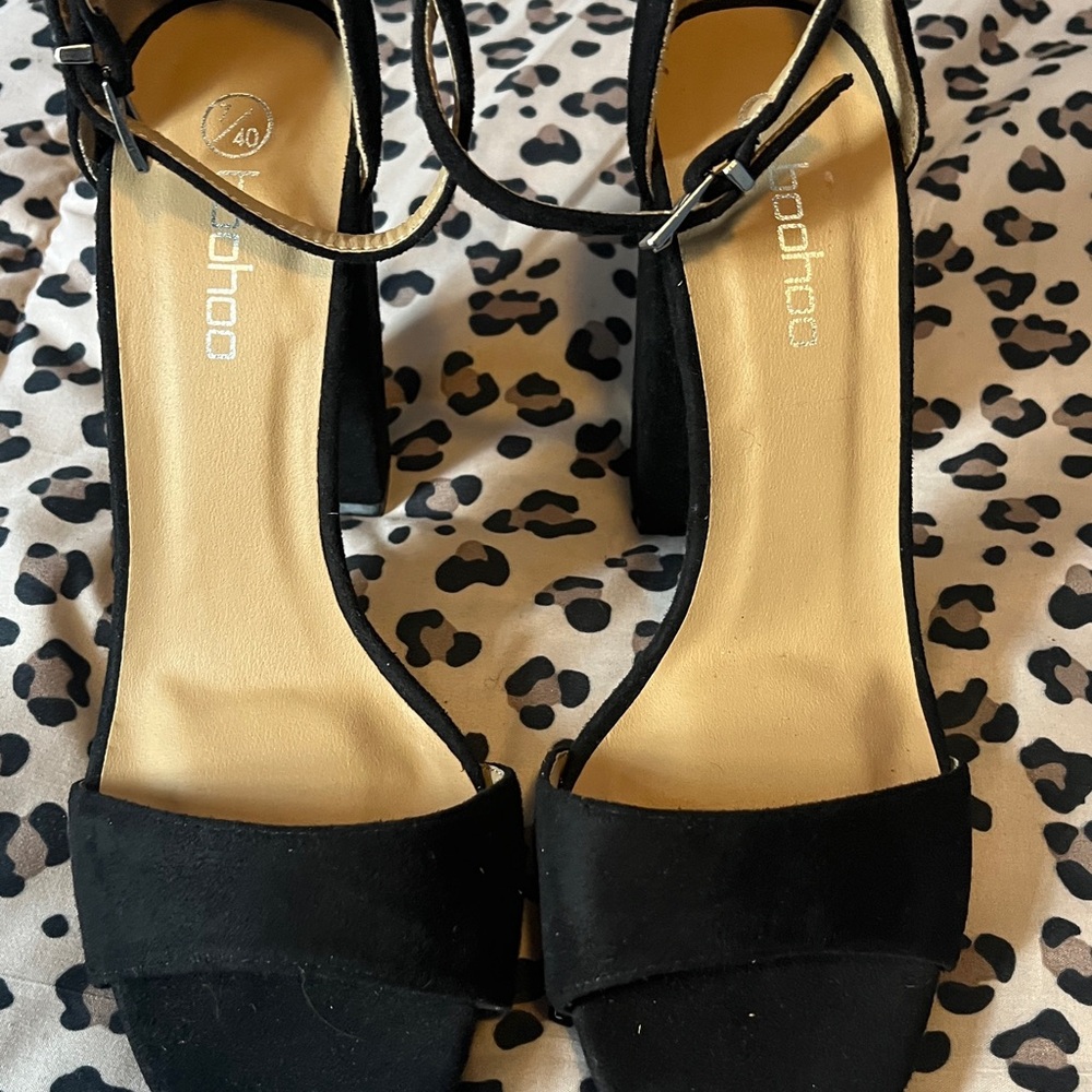 Boohoo Black Block Heel Sandals